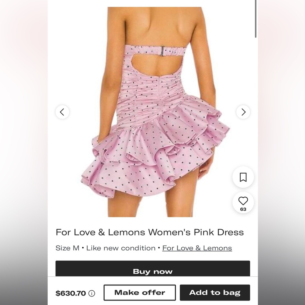 For Love And Lemons Pink Strapless Dress - Picture 6 of 10